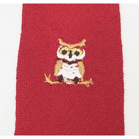 RARE Chimayo Mens Indian Hand Loomed Wool Neck Tie with Owl Embroidery - Picture 3 of 7
